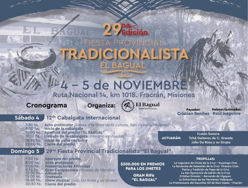 Cronograma Fiesta Tradicionalista El Bagual, Fracrán 